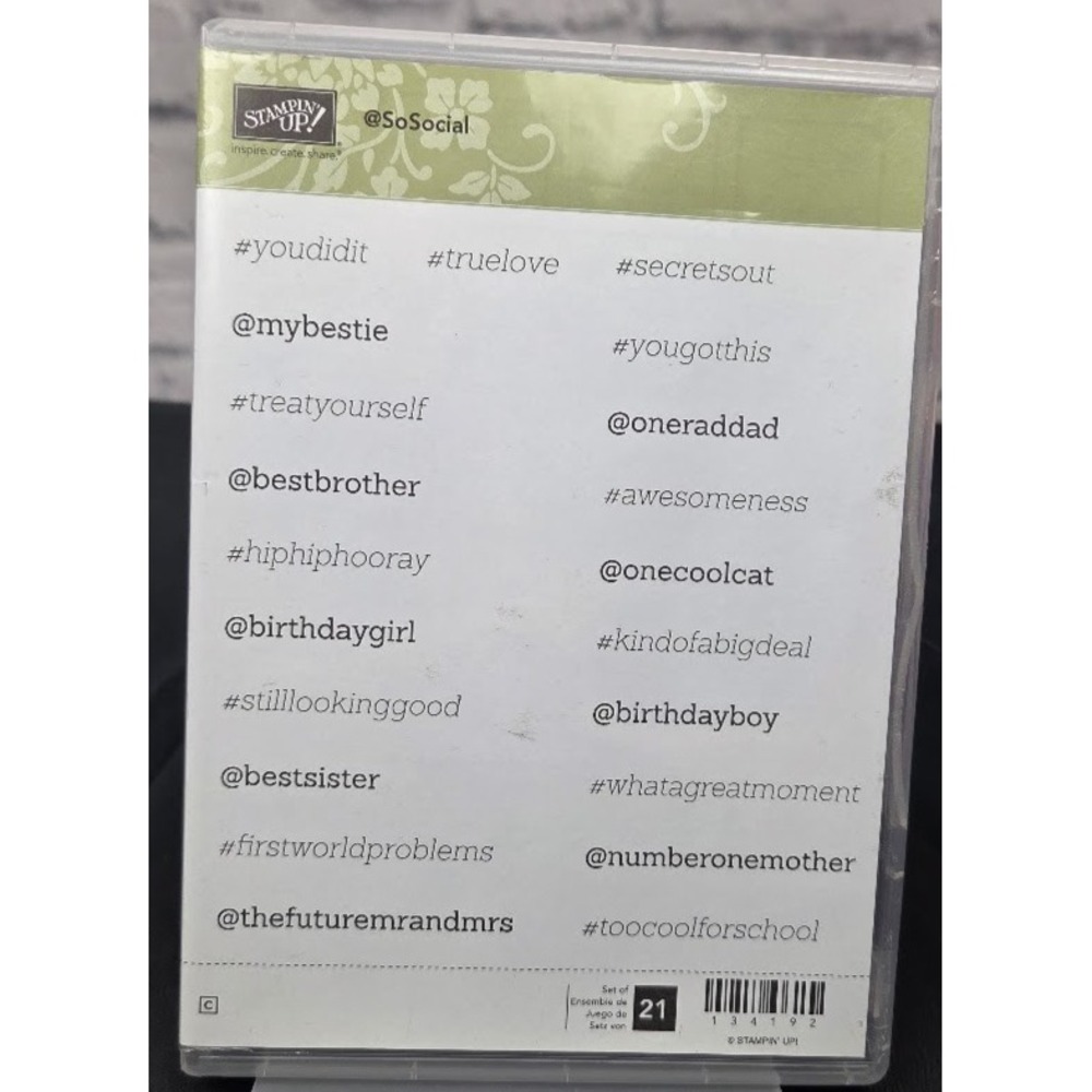 Stampin' Up! @So Social 21 Pieces Hashtags Media Variety Cling Stamps